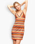 Orange Geometric V-Neck Mini Dress