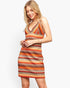 Orange Geometric V-Neck Mini Dress