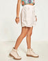 White Utility Drawstring Shorts