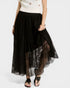 Black lace skirt with patterned hem on a white background