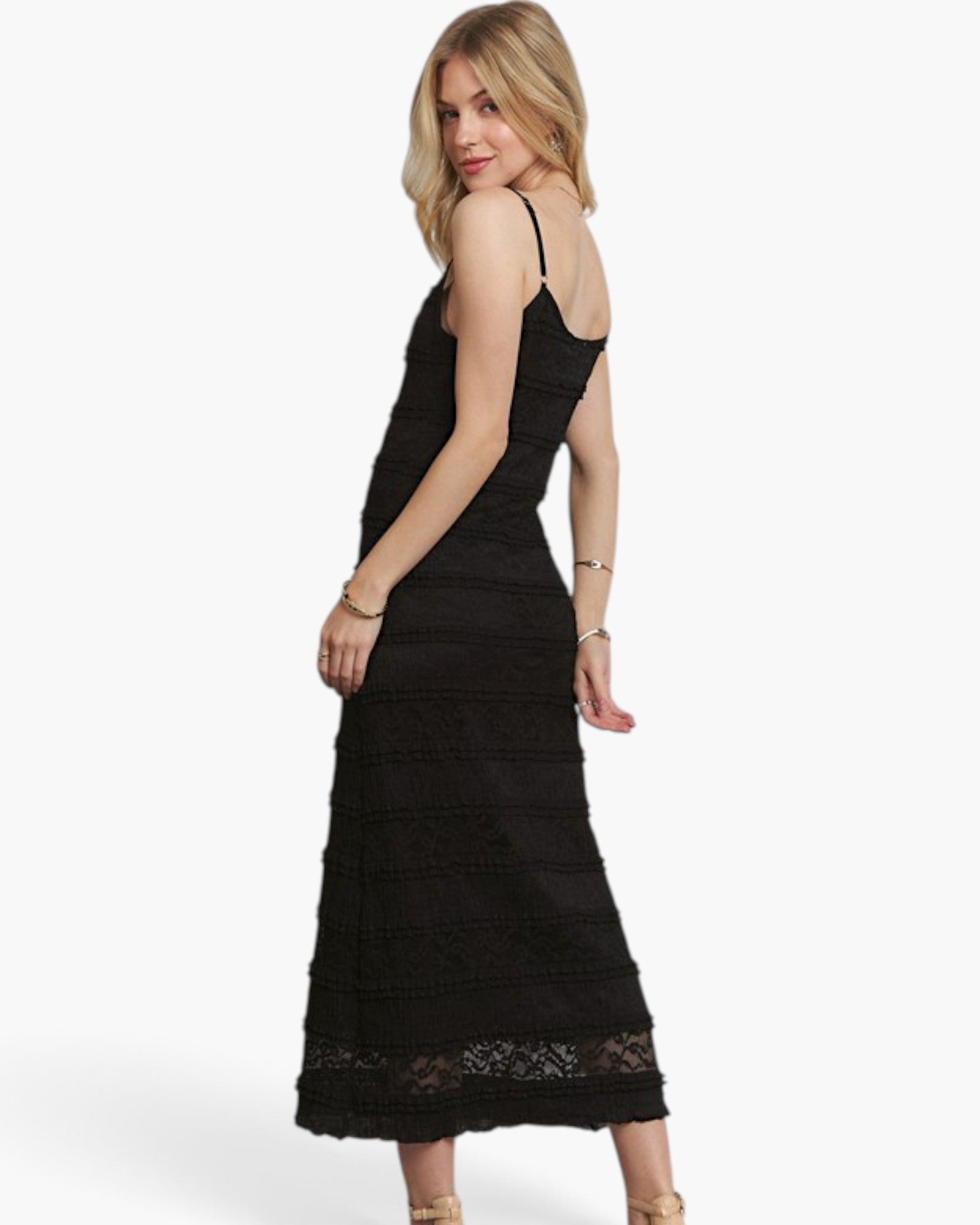 Black Lace Cami Maxi Dress