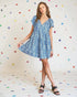 Chambray Paisley V-Neck Babydoll Mini Dress