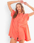 Coral Gauze Button-Front Shirt