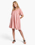 Dusty Pink Mixed-Fabric Babydoll Dress