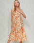 Peach Blossom Floral Tiered Midi Dress