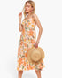 Tangerine Floral Tiered Midi Dress