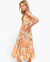 Tangerine Floral Tiered Midi Dress