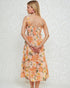 Peach Blossom Floral Tiered Midi Dress