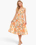 Tangerine Floral Tiered Midi Dress