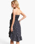 Navy Floral Smocked Strapless Dress