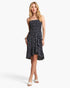 Navy Floral Smocked Strapless Dress