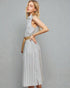 Ivory & Slate Striped Button-Front Midi Dress with Belt