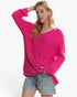 Deep Rose Textured V-Neck Sweater