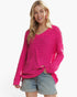 Deep Rose Textured V-Neck Sweater