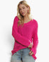 Deep Rose Textured V-Neck Sweater