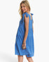 Blue Tie-Shoulder Tiered Dress