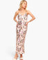 Mauve Abstract Floral Cowl-Neck Maxi Dress
