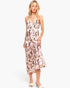 Mauve Abstract Floral Cowl-Neck Maxi Dress