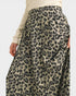 Leopard print skirt worn by a person on a plain background