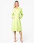 Robe mi-longue boutonnée en jean vieilli vert citron