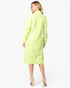 Robe mi-longue boutonnée en jean vieilli vert citron