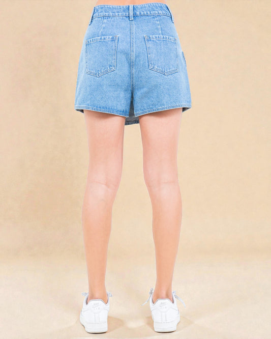 Light Wash Denim Utility Skort