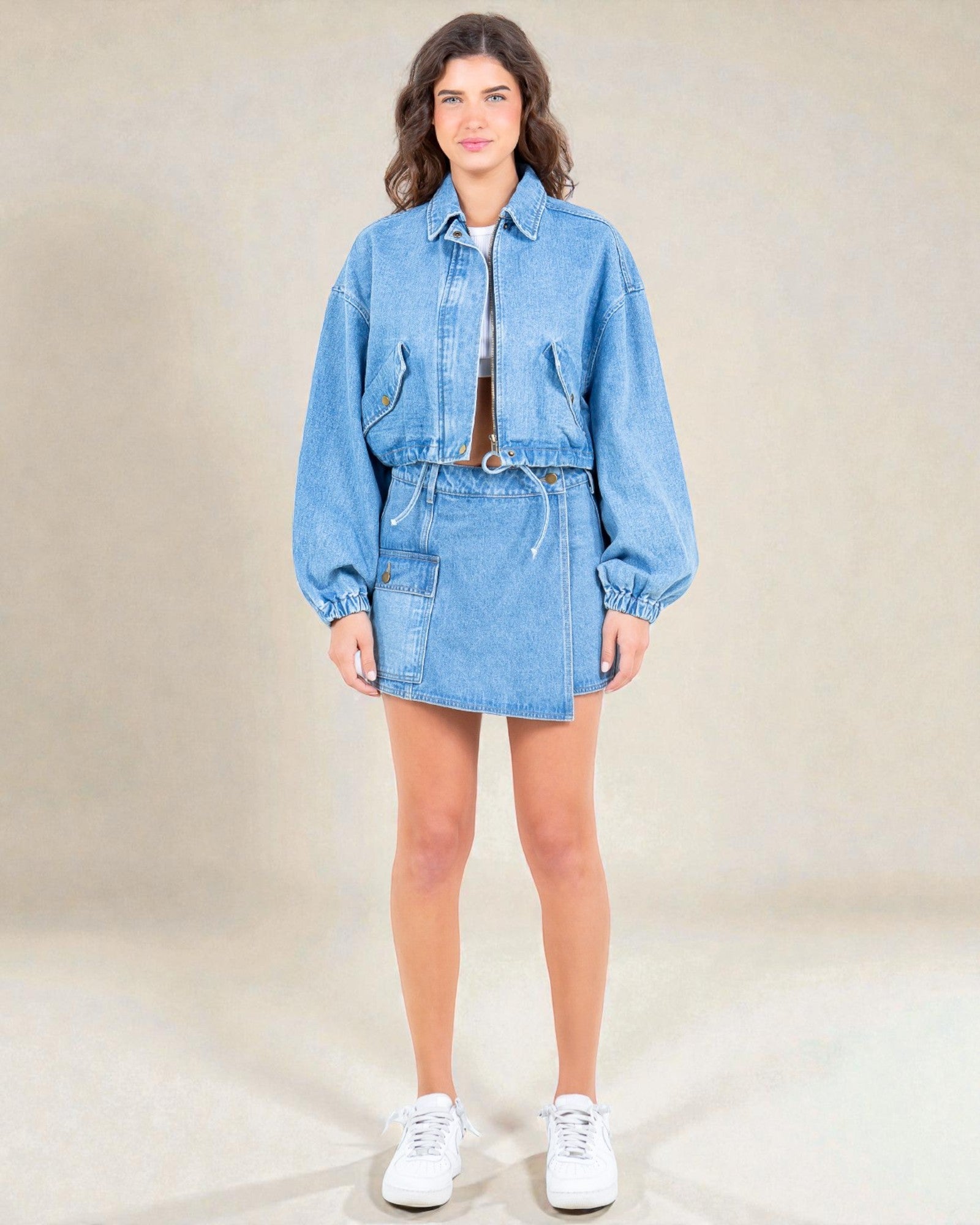Light Wash Denim Utility Skort