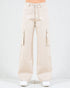 Beige cargo pants on a white background