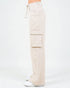Beige cargo pants on a white background