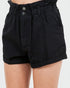 Short en jean taille haute avec poche en papier en noir