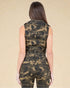 Olive Camo Zip-Front Crop Denim Corset Vest