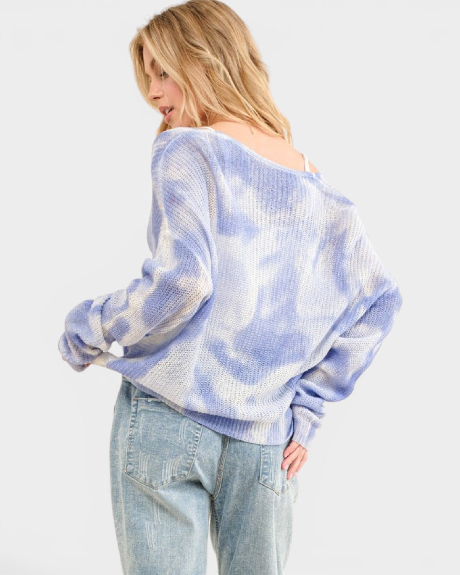 Lavender Tie Dye Twist Front Sweater