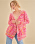 Pink & Orange Printed Hooded Cardigan