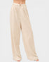 Beige wide-leg pants on a white background