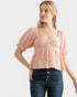 Blush Textured Smocked Peplum Top