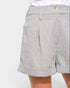 Gray striped shorts on a white background