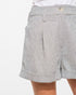 Gray striped shorts on a white background