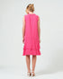 Robe midi à plusieurs niveaux en coton lavé à ourlet brut, fuchsia