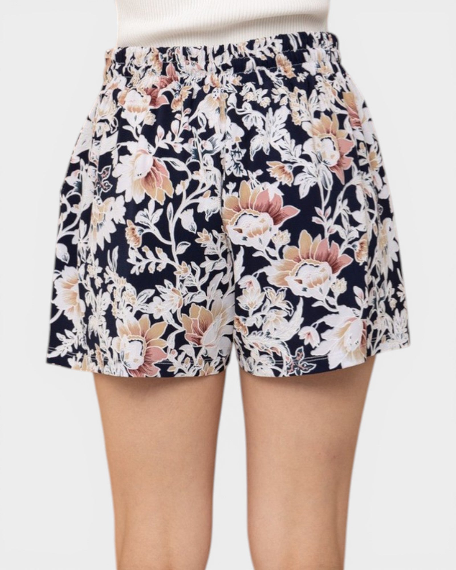 Floral shorts on a white background