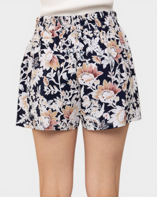 Floral shorts on a white background