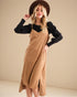 Camel Vegan Suede Midi Slip Dress