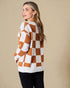 Ivory & Camel Checkered Button Front Cardigan