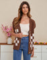 Dark Brown Checkered Short Sleeve Cardigan