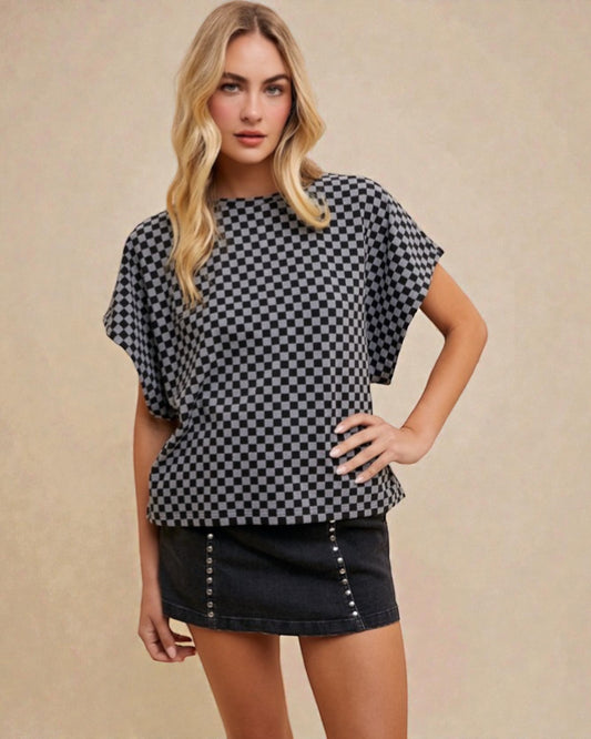 Charcoal Checkerboard Short Sleeve Tee