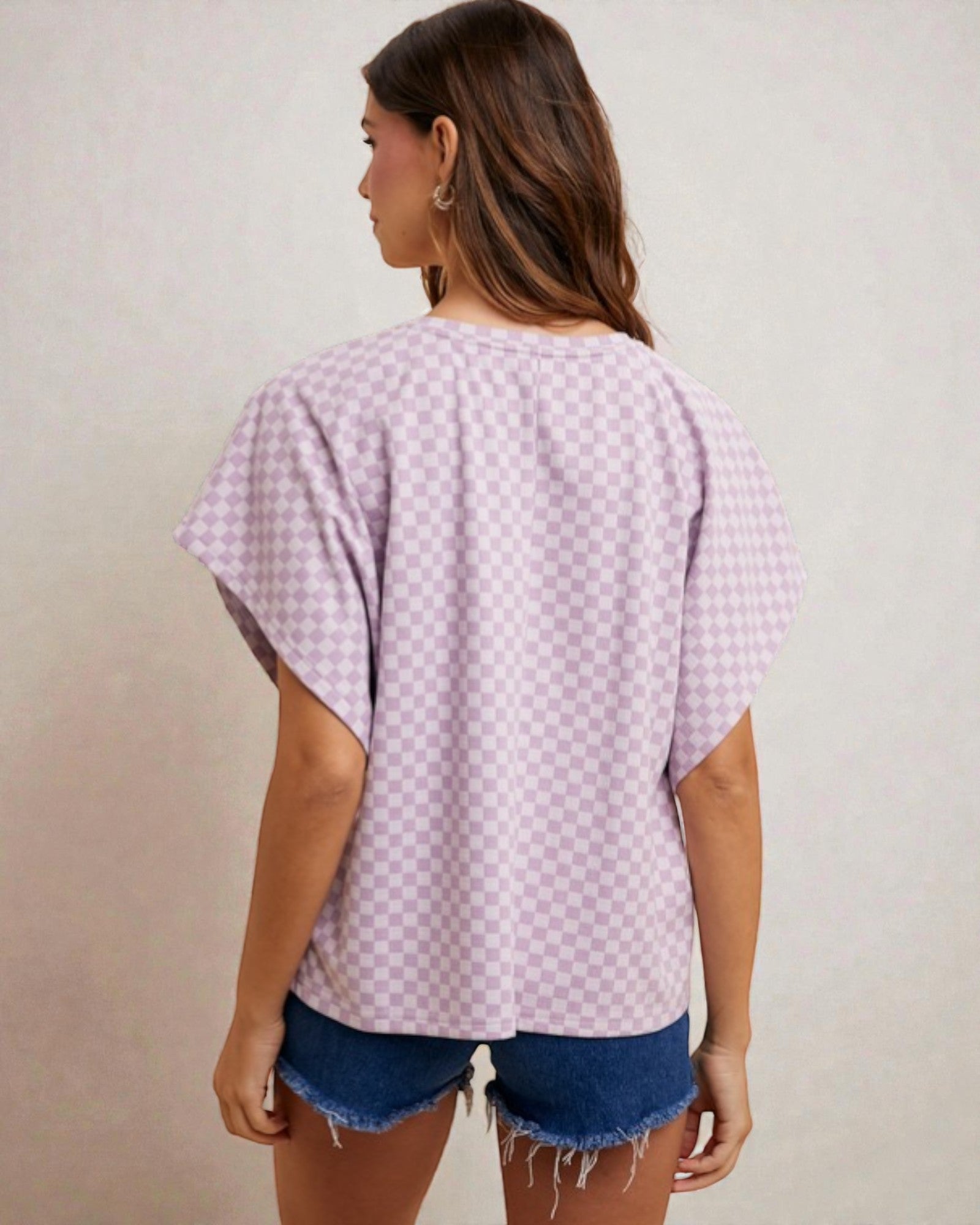 Lavender Checkerboard Short Sleeve Tee