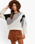 Black Color-Block Mixed-Knit Sweater
