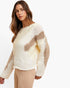 Taupe Color-Block Mixed-Knit Sweater