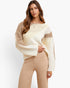 Taupe Color-Block Mixed-Knit Sweater