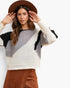 Black Color-Block Mixed-Knit Sweater