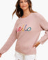 Mauve “Hello” Graphic Knit Sweater